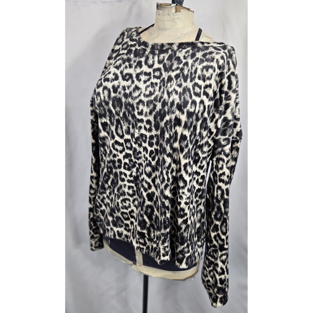 Nicole Miller New York Leopard Print Crew Neck Long Sleeve Sweatshirt Jogger NWT